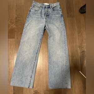 Denim Forum Farrah high rise wide leg blue jeans